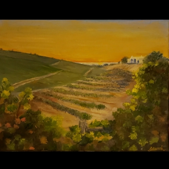Greece grape farm 🍇landscape original oil painting by me - Picture 4 of 4